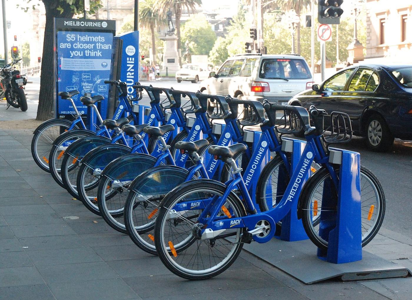 Shared bikes on a Melbourne street