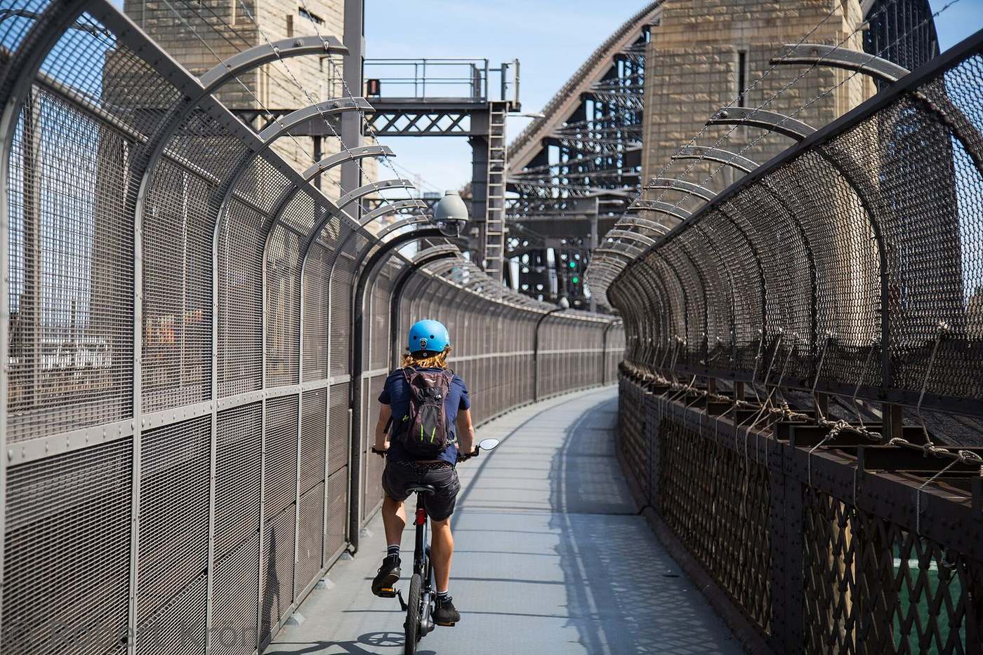 A rider on the Sydney Harbour Bridge cycleway