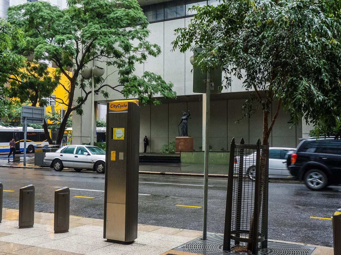 A bike share station on George Street, Brisbane