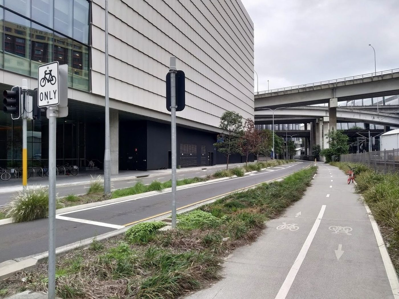 A bicycle only path near the ICC in central Sydney