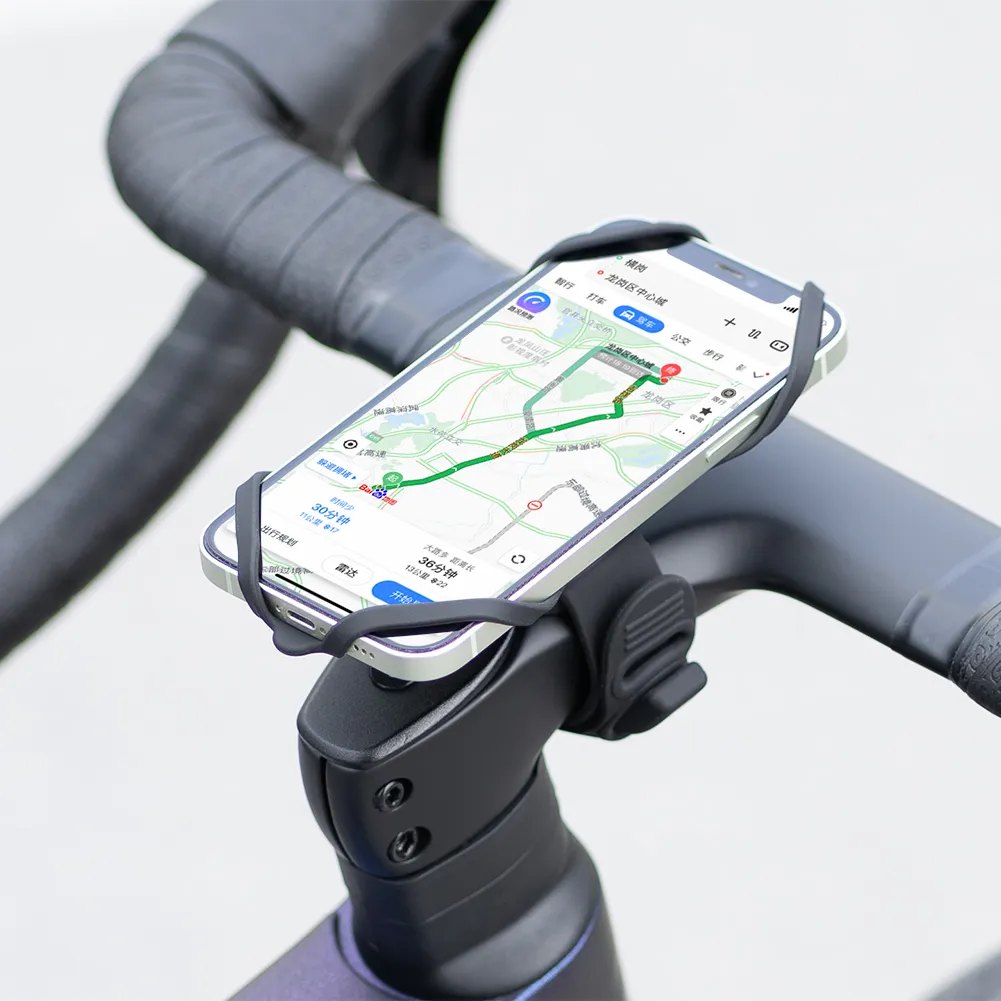 GUB P9 holding a phone with a map on a road bike stem