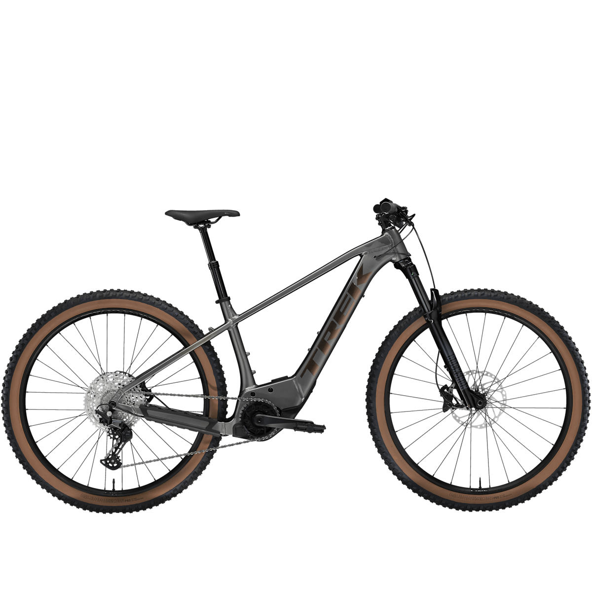 trek Marlin+ 8 electric bike, side profile on white background