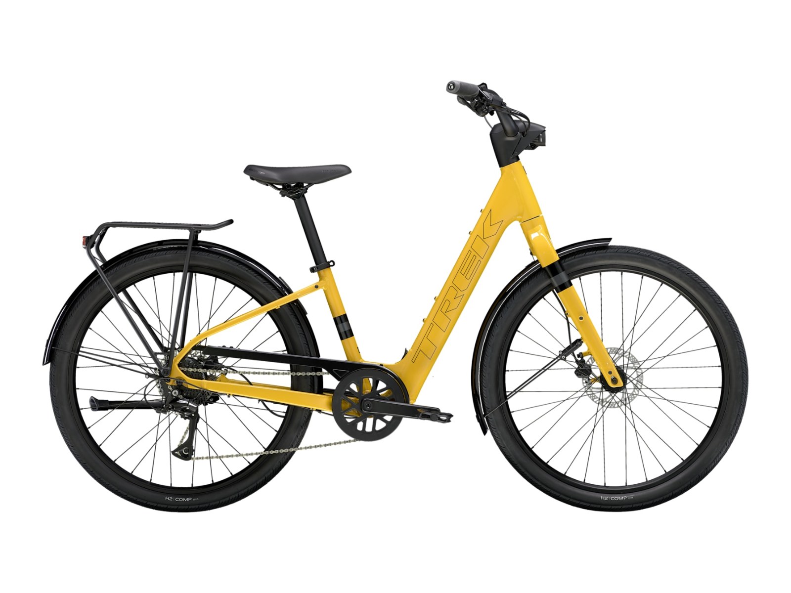 Trek Verve plus 1 LT Lowstep Gen 2 e-bike, side profile on white background